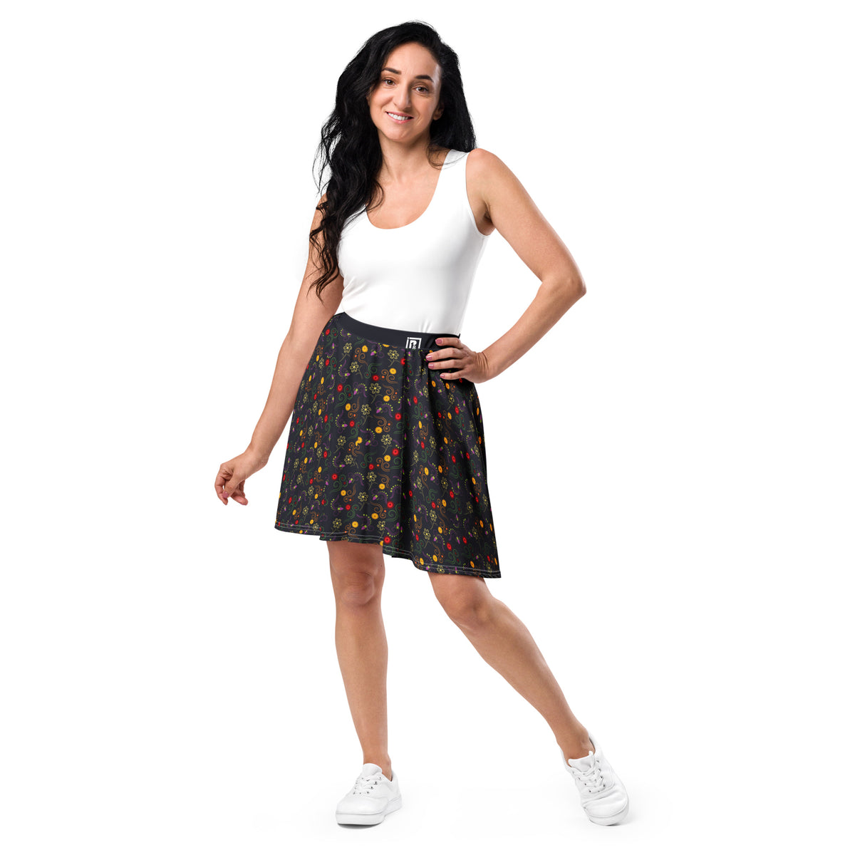 Women's Black Floral Print Skirt