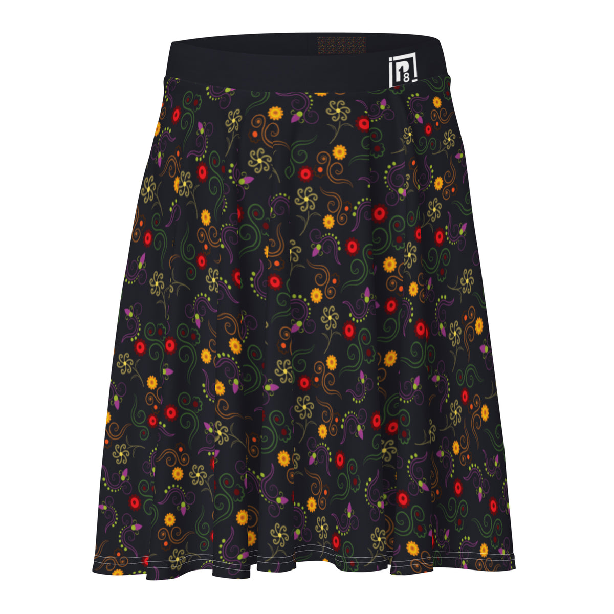 Women's Black Floral Print Skirt