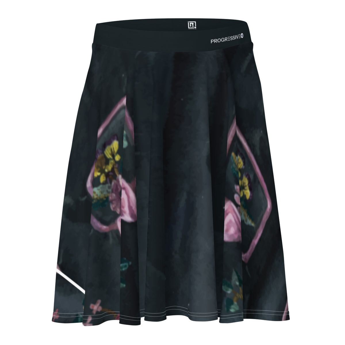 Women's Black Floral Basket Skirt