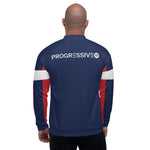 Men's Multicolor Print Bomber Jacket (Navy/Red/White)