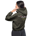 Women's Dark Olive Cropped Windbreaker Jacket