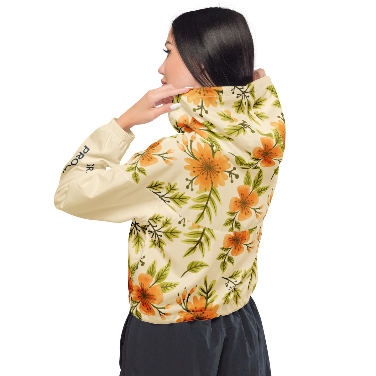 Women's Floral Cropped Windbreaker Jacket