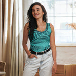 Women's Tropical Palm Print Sleeveless Bodysuit – Chic, Trendy & Comfortable