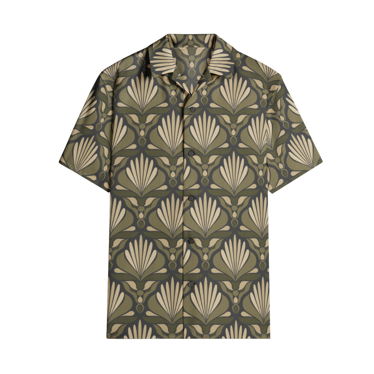 Men’s Short Sleeve Olive Green Floral Shirt