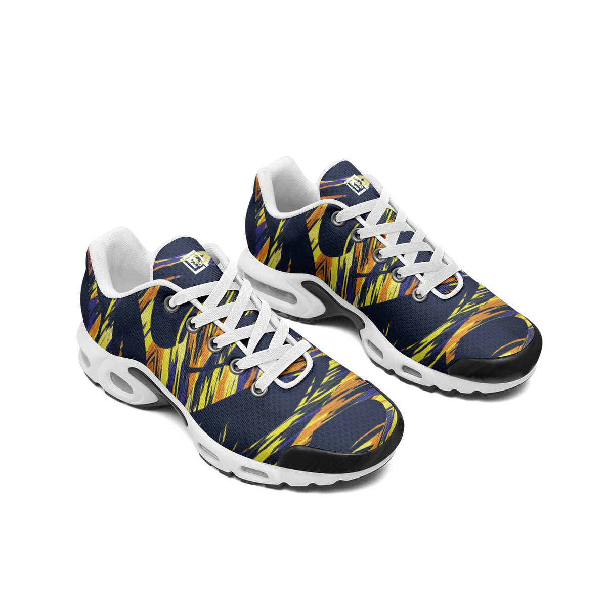 Men’s Navy & Gold Abstract Pattern Athletic Sneakers