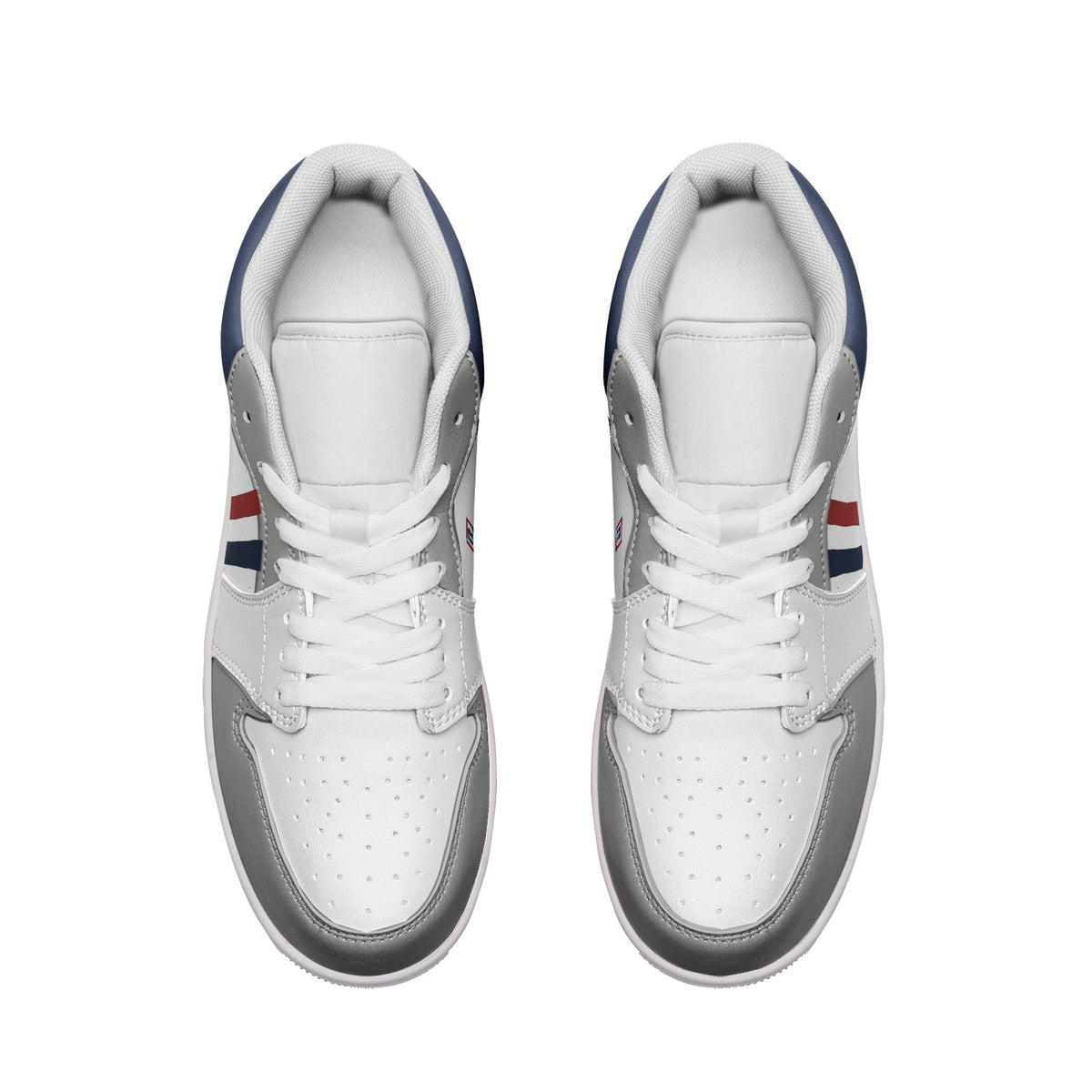 Men's White, Grey & Navy Low-Top Sneakers