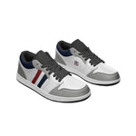 Men's White, Grey & Navy Low-Top Sneakers