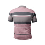 Men’s Striped Pattern Pink, Gray Polo T-shirt