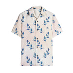 Men’s Blue Leaf Pattern Short Sleeve Shirt