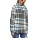 Women's Blue & White Plaid Button-Up Shirt – Classic & Versatile
