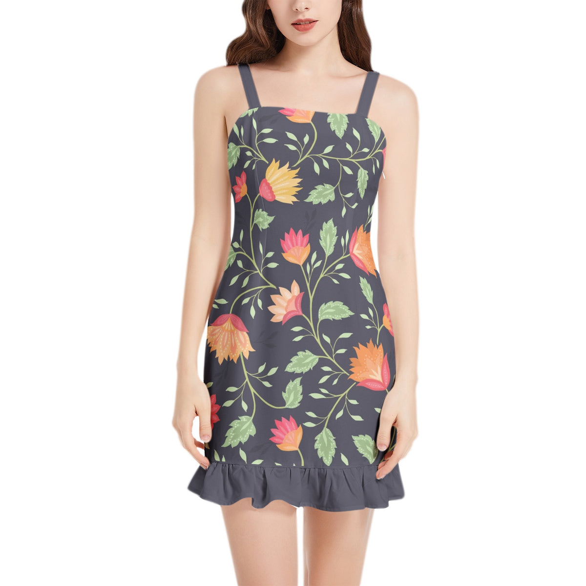 Women’s Strappy Mini Dress – Midnight Garden Bloom Edition by Progressive18