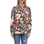 Women's Autumn Leaf Print Button-Up Shirt – Nature-Inspired Elegance