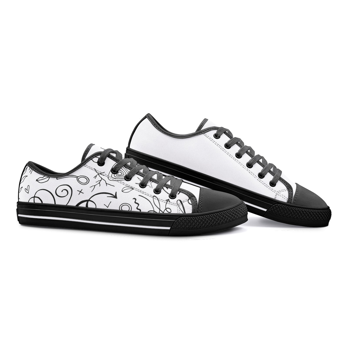 Men's White Doodle Canvas Sneakers