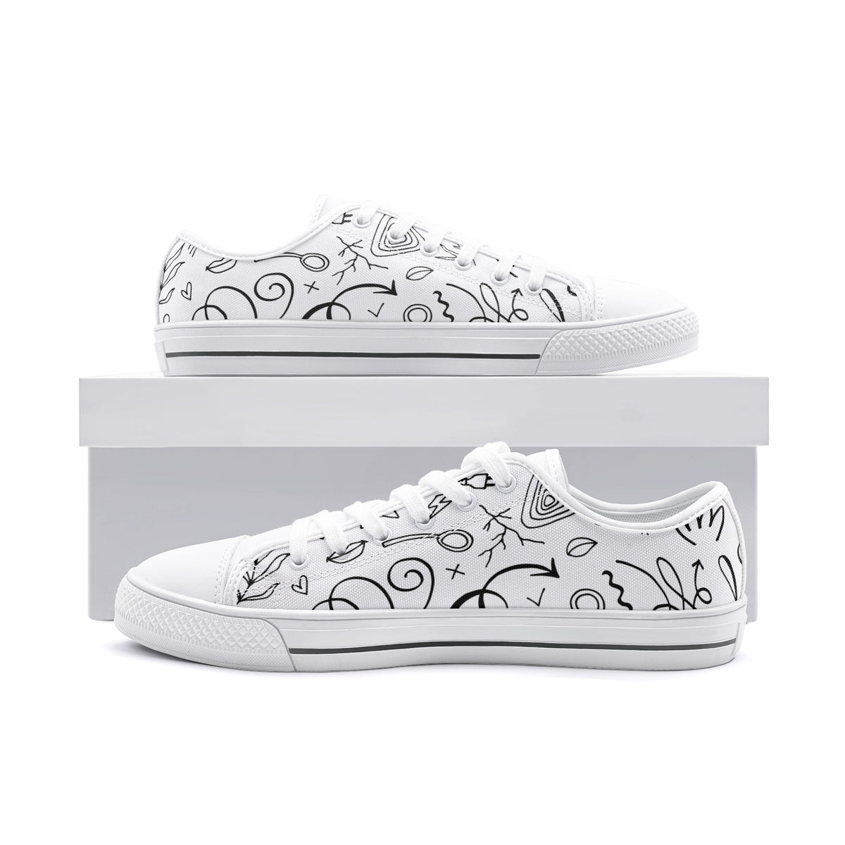 Men's White Doodle Canvas Sneakers