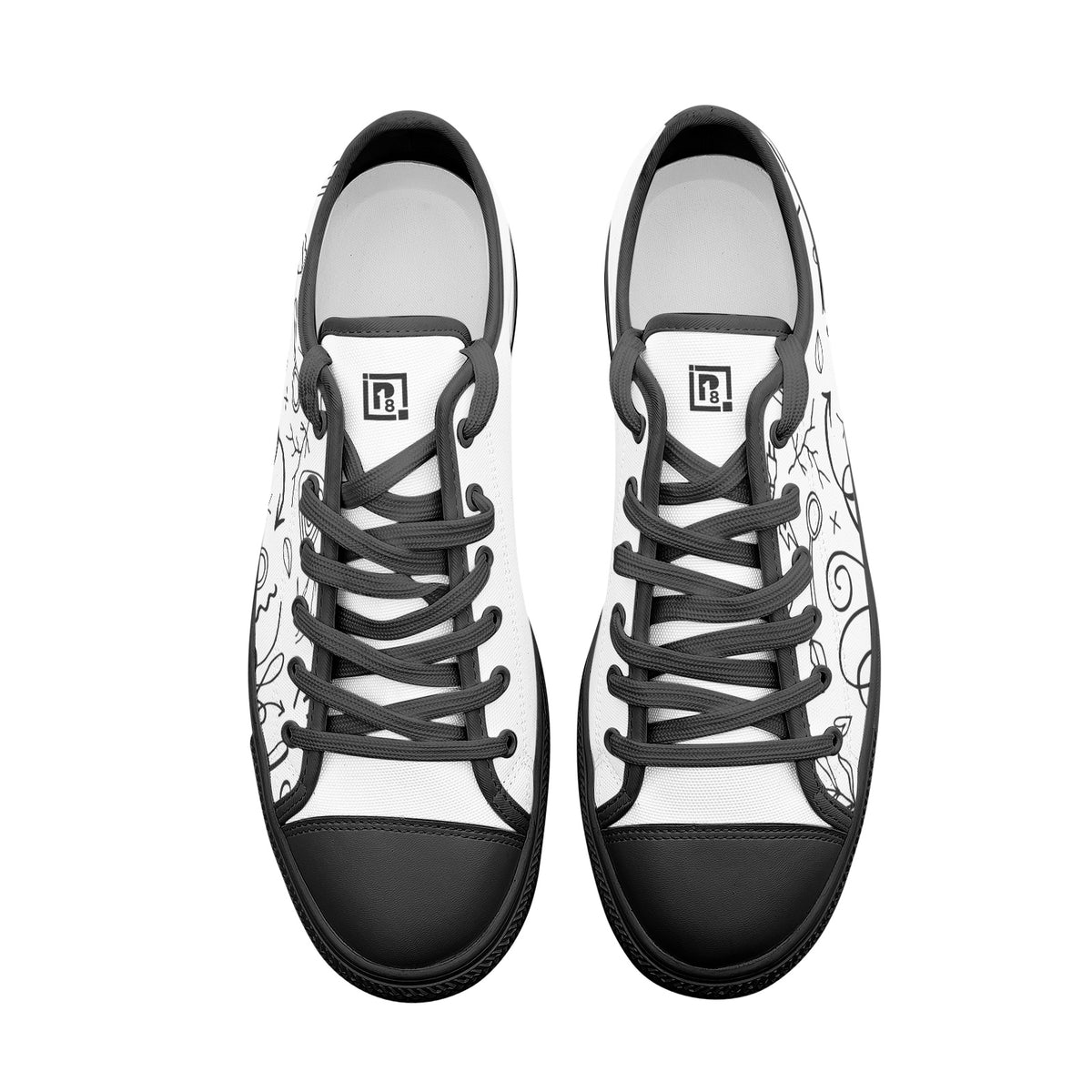 Men's White Doodle Canvas Sneakers