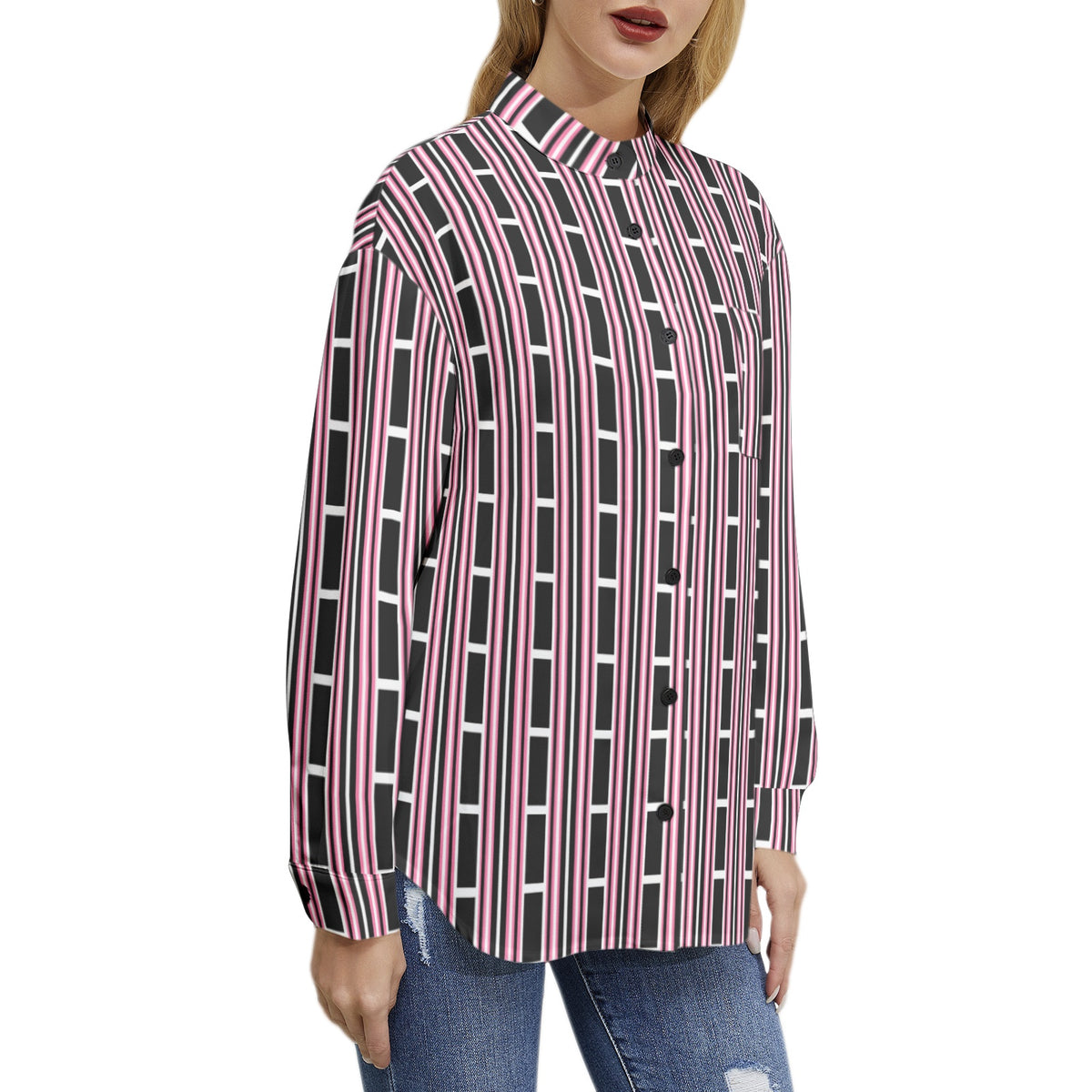 Women’s Striped Button-Up Shirt – Bold, Chic & Versatile