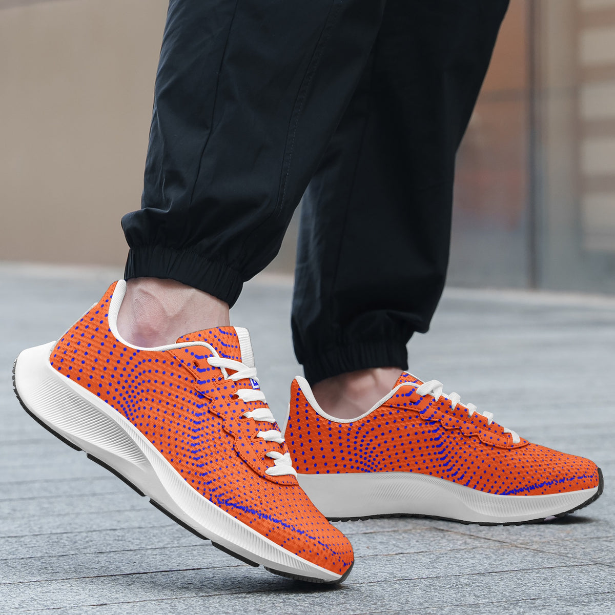 Men’s Orange Dotted Pattern Running Sneakers