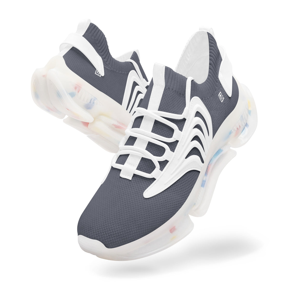 Futuristic High-Performance Sneakers – Gray & White with Transparent Sole