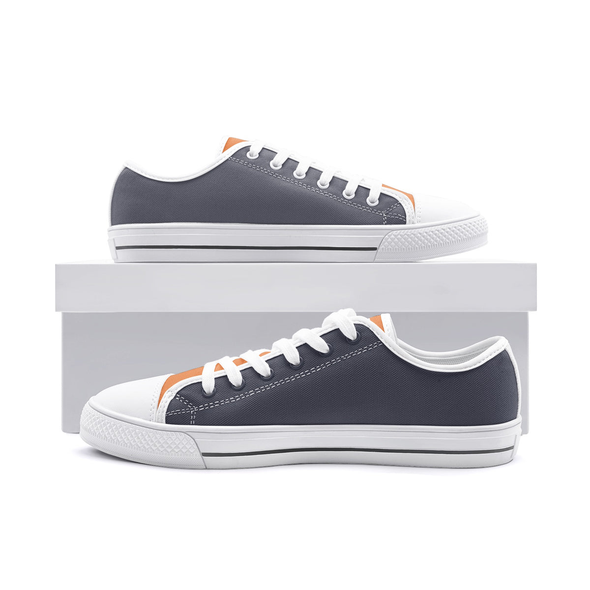 Men's Gray and Orange Low-Top Canvas Sneakers
