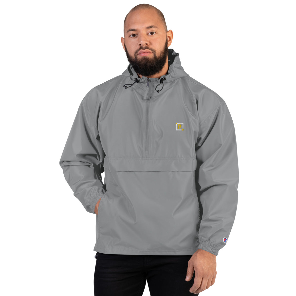Men’s Light Gray Hooded Windbreaker
