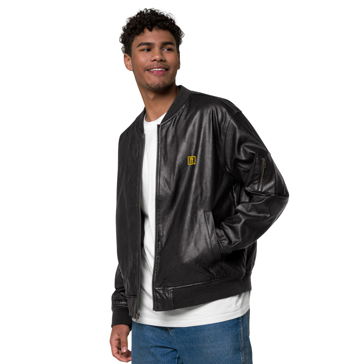 Men’s Black Faux Leather Bomber Jacket – Classic, Stylish & Durable