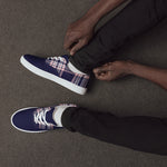 Men's Navy Plaid Canvas Sneakers