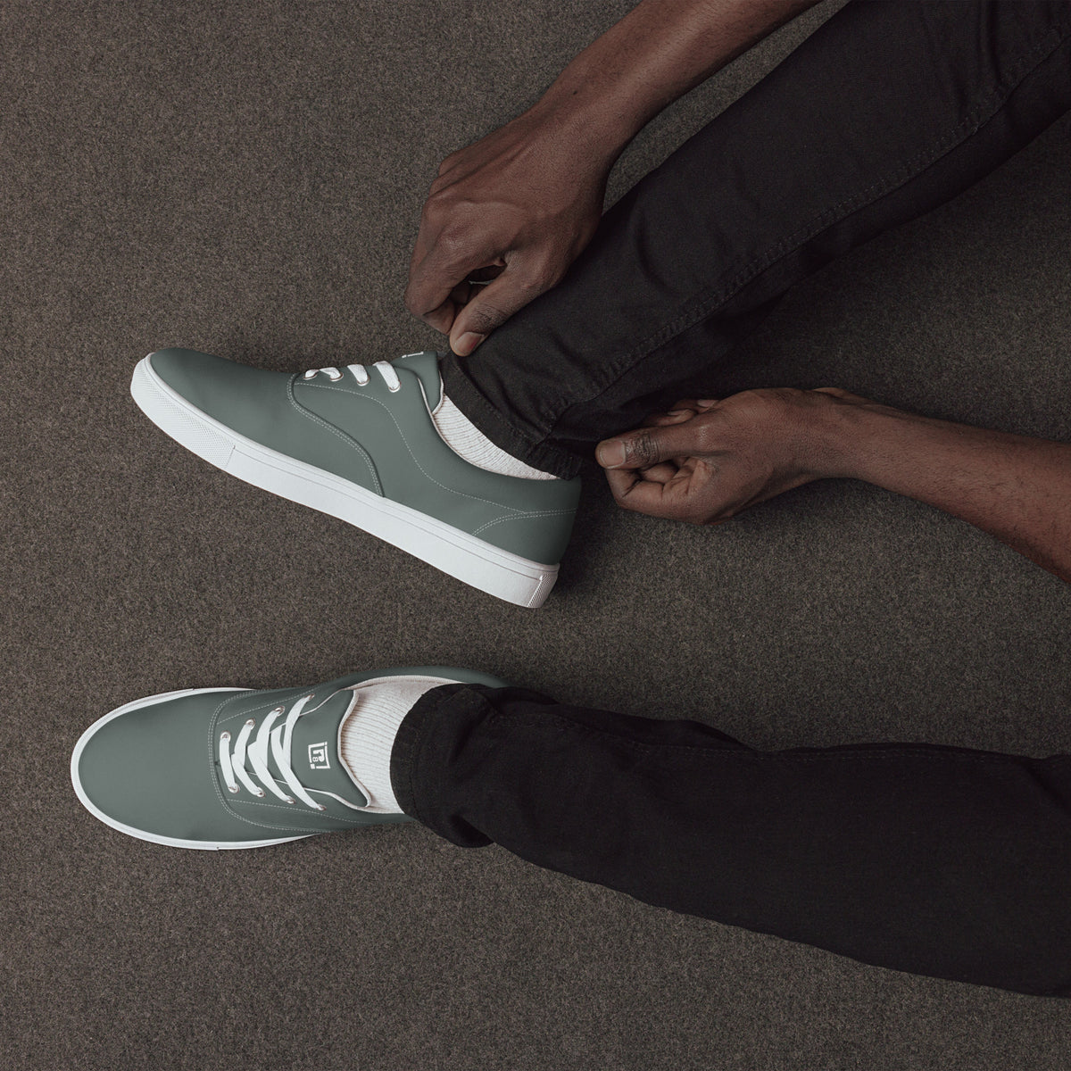 Men's Olive Green Lace-Up Canvas Shoes