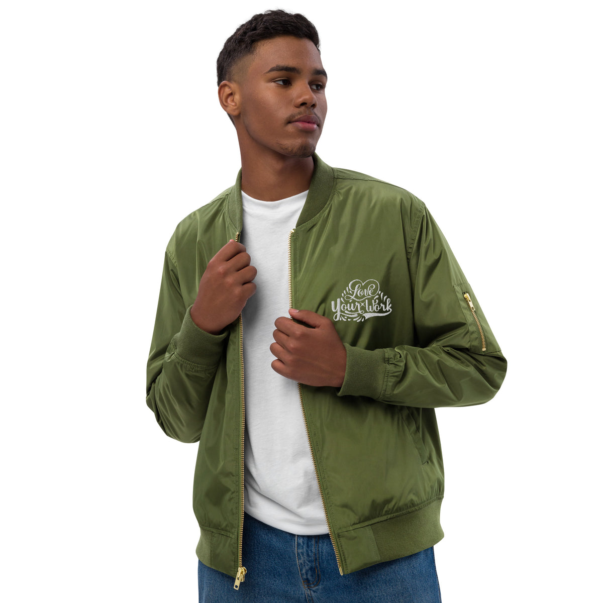 Men’s Olive Green Bomber Jacket – Sleek, Lightweight & Versatile