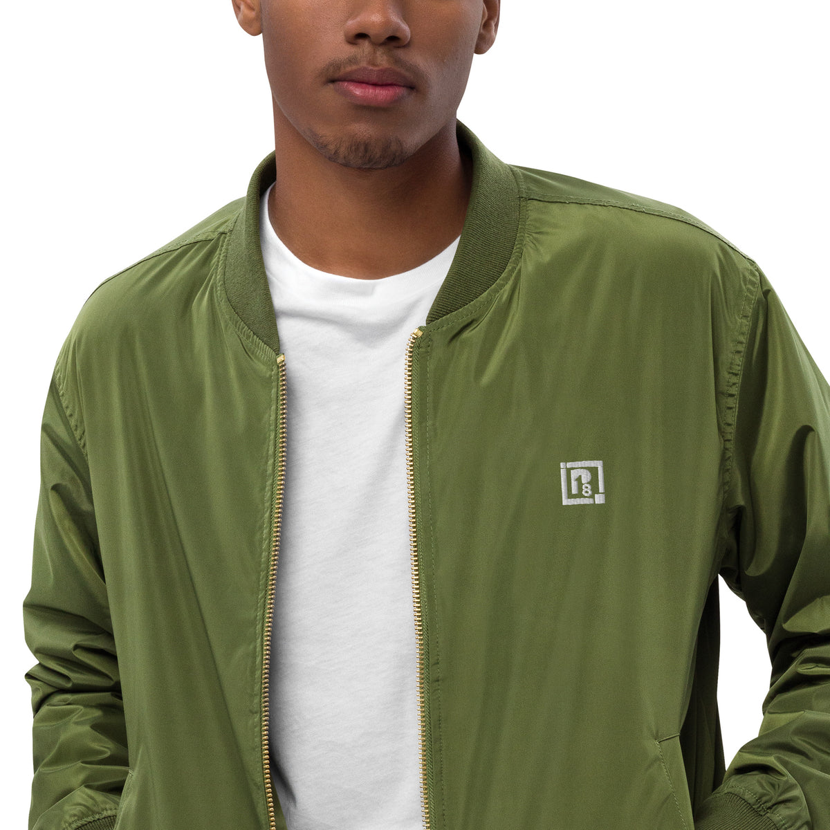 Men’s Olive Green Bomber Jacket – "Be Brave, Be Yourself"