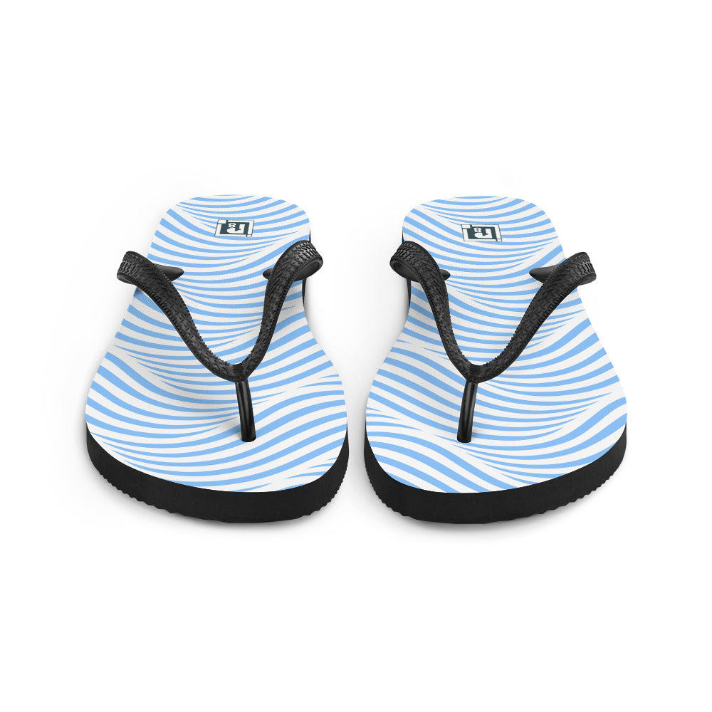 Women's Blue Wave Print Flip Flops