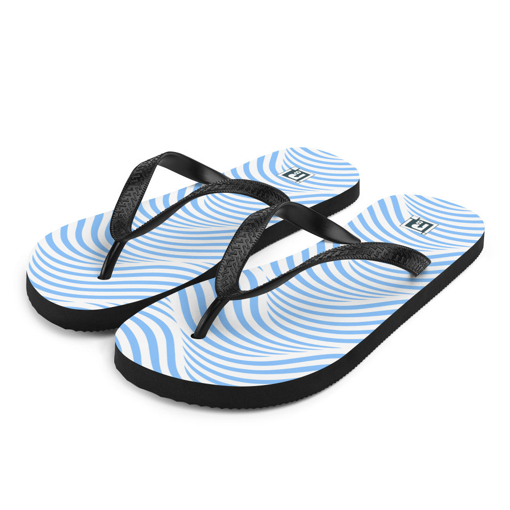 Women's Blue Wave Print Flip Flops