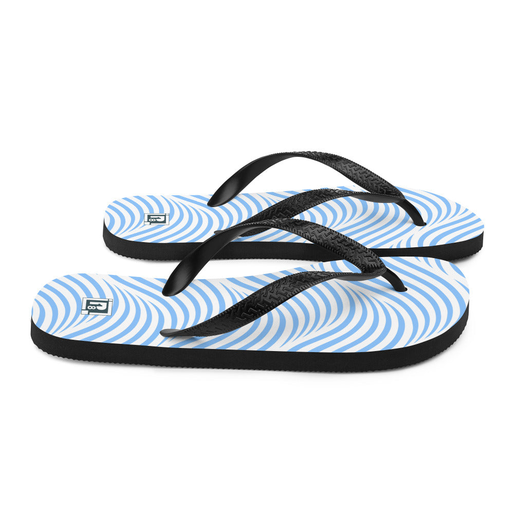 Women's Blue Wave Print Flip Flops