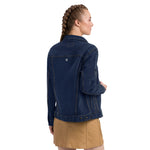 Women's Dark Blue Denim Jacket – ""Life is Short"" Casual Streetwear