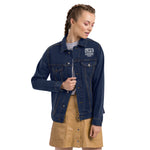 Women's Dark Blue Denim Jacket – ""Life is Short"" Casual Streetwear