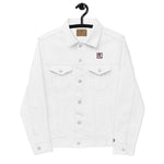 Men’s White Denim Jacket – ""Focus"" Embroidered Statement Piece