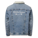 Women's Sherpa-Lined Denim Jacket – "Only Gains" Fitness-Inspired Outerwear