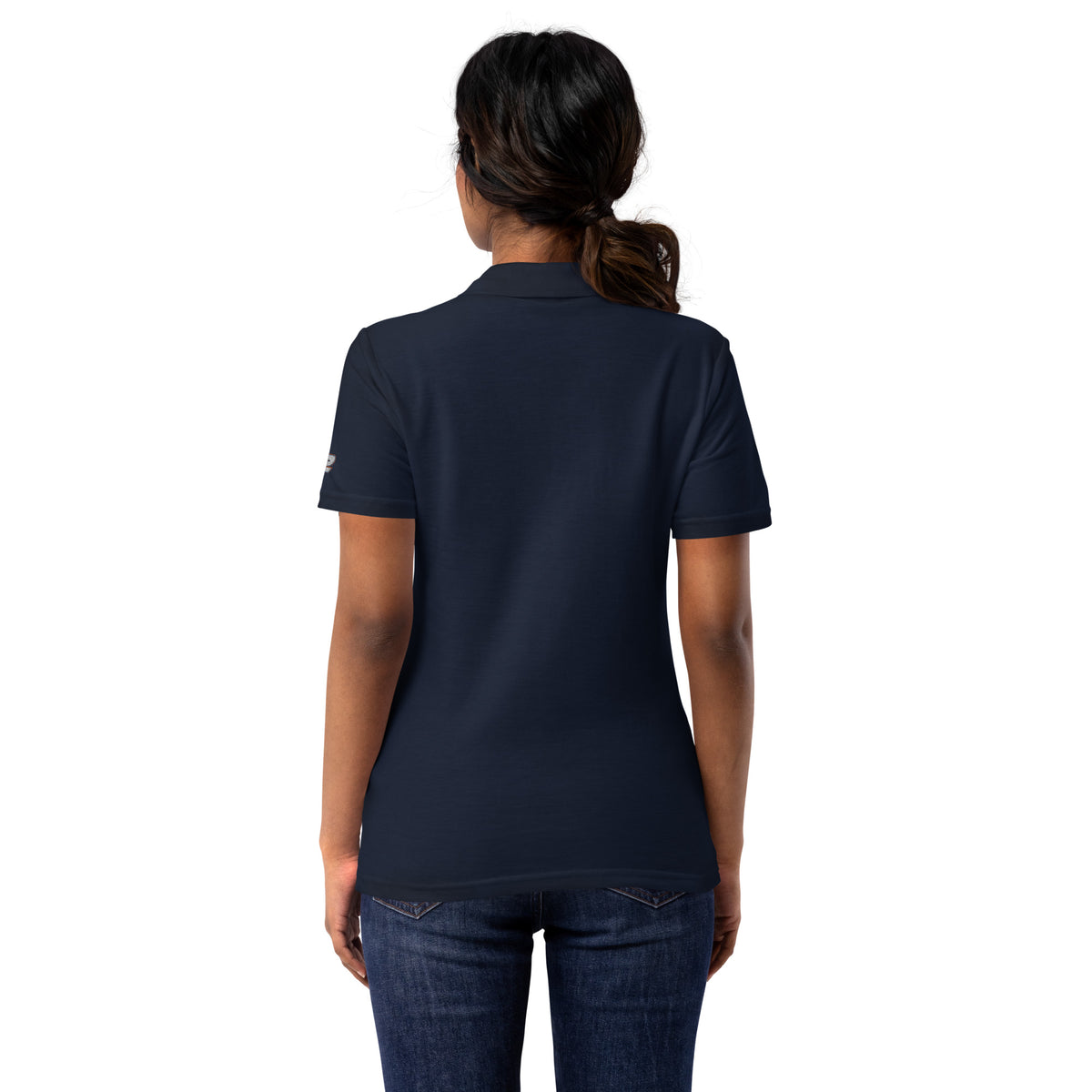 Women’s Navy Blue Embroidered Polo T-Shirt