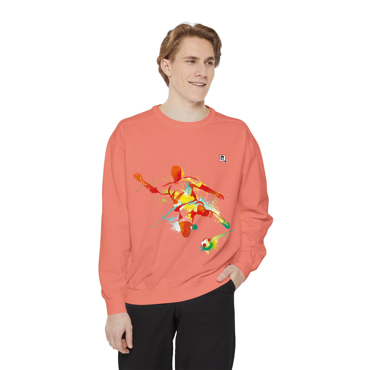 Men's Full Sleeve Colourful Paint Football Graphic Sweatshirt