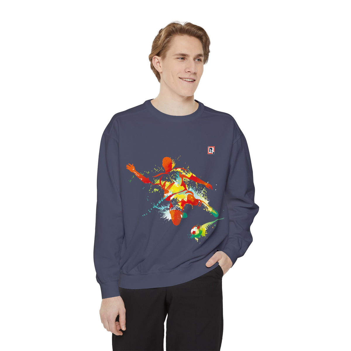 Men's Full Sleeve Colourful Paint Football Graphic Sweatshirt