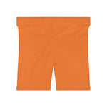Women's Solid Orange High-Waist Biker Shorts