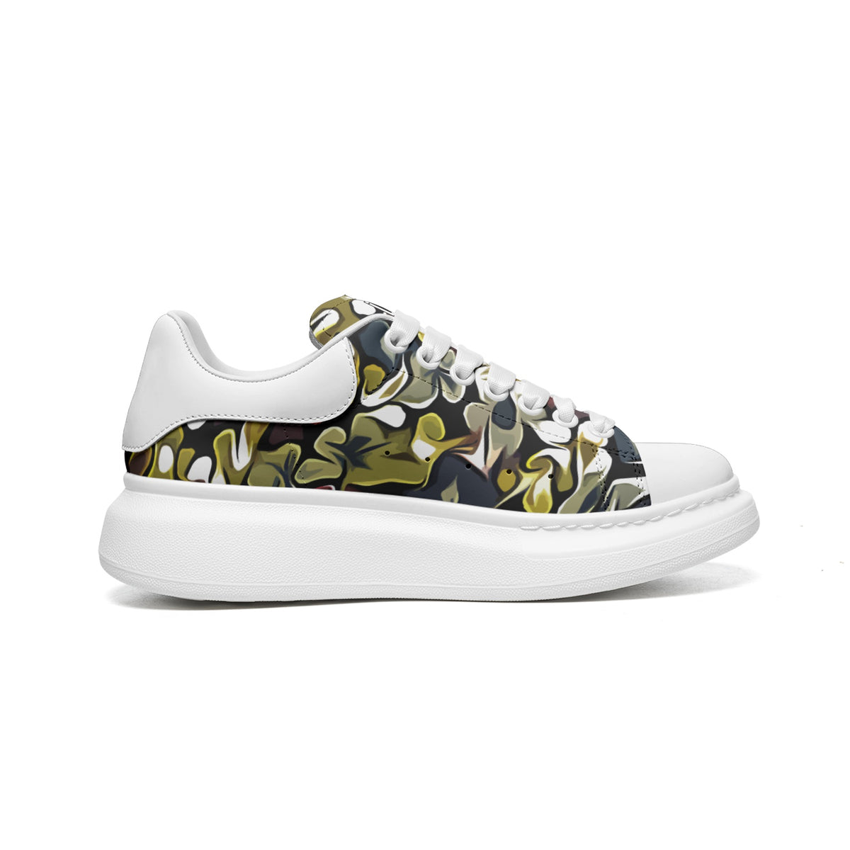 Unisex Non Slip Lace Up Faux Leather Sneakers