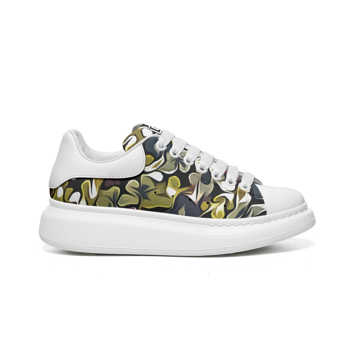 Unisex Non Slip Lace Up Faux Leather Sneakers