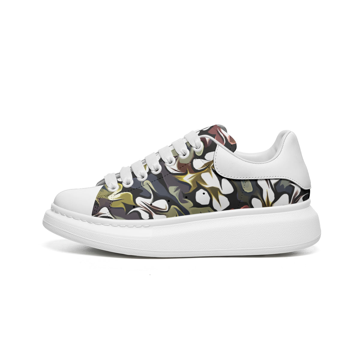 Unisex Non Slip Lace Up Faux Leather Sneakers