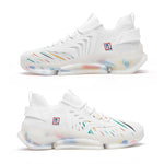 Futuristic Low-Top Mesh Sneakers – White with Multicolor Accents