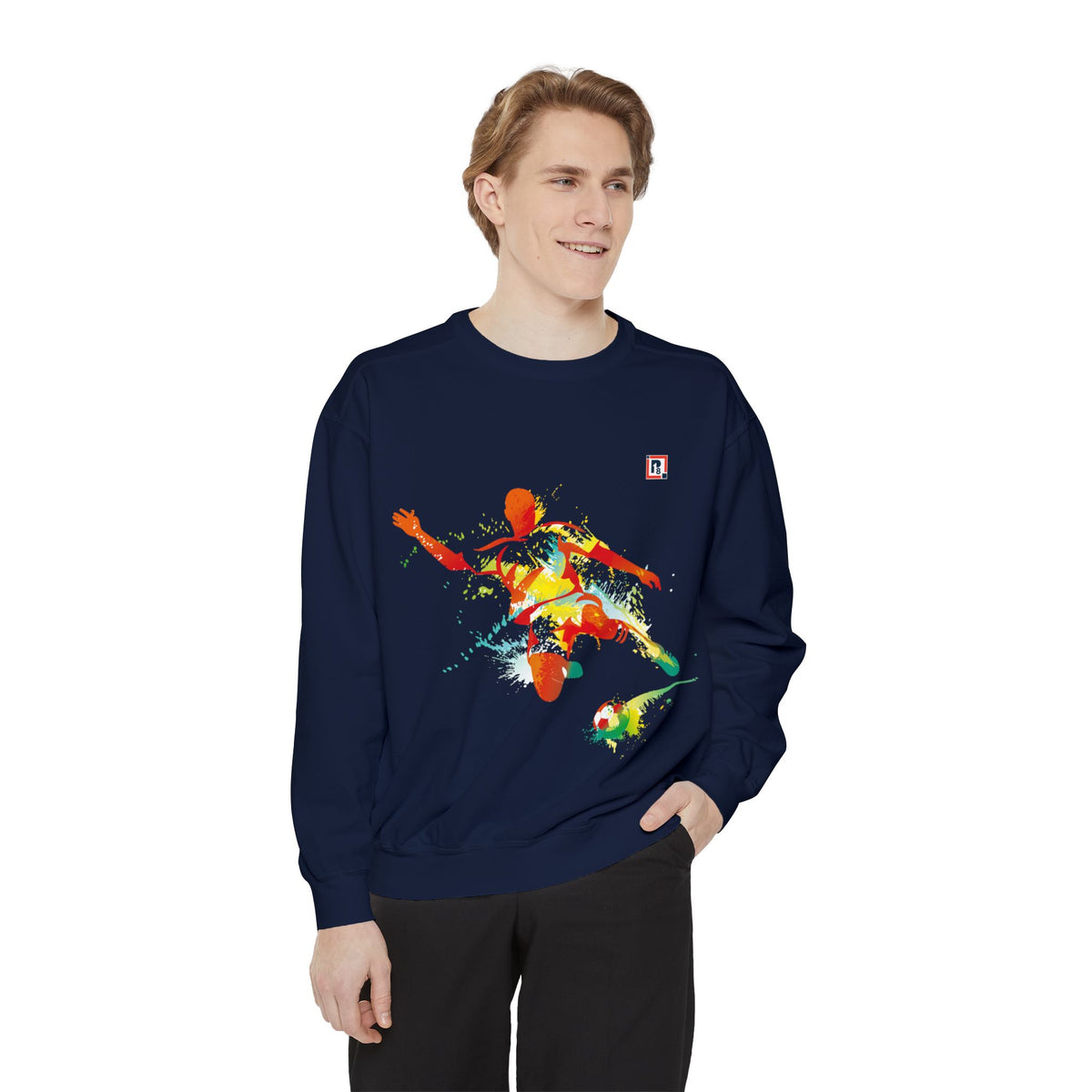 Men's Full Sleeve Colourful Paint Football Graphic Sweatshirt