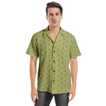 Men’s Short Sleeve Olive Green Printed Shirt