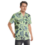 Men’s Pastel Green Artistic Print Short Sleeve Shirt
