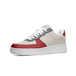 Men's Beige, Red, and Gray Low-Top Sneakers