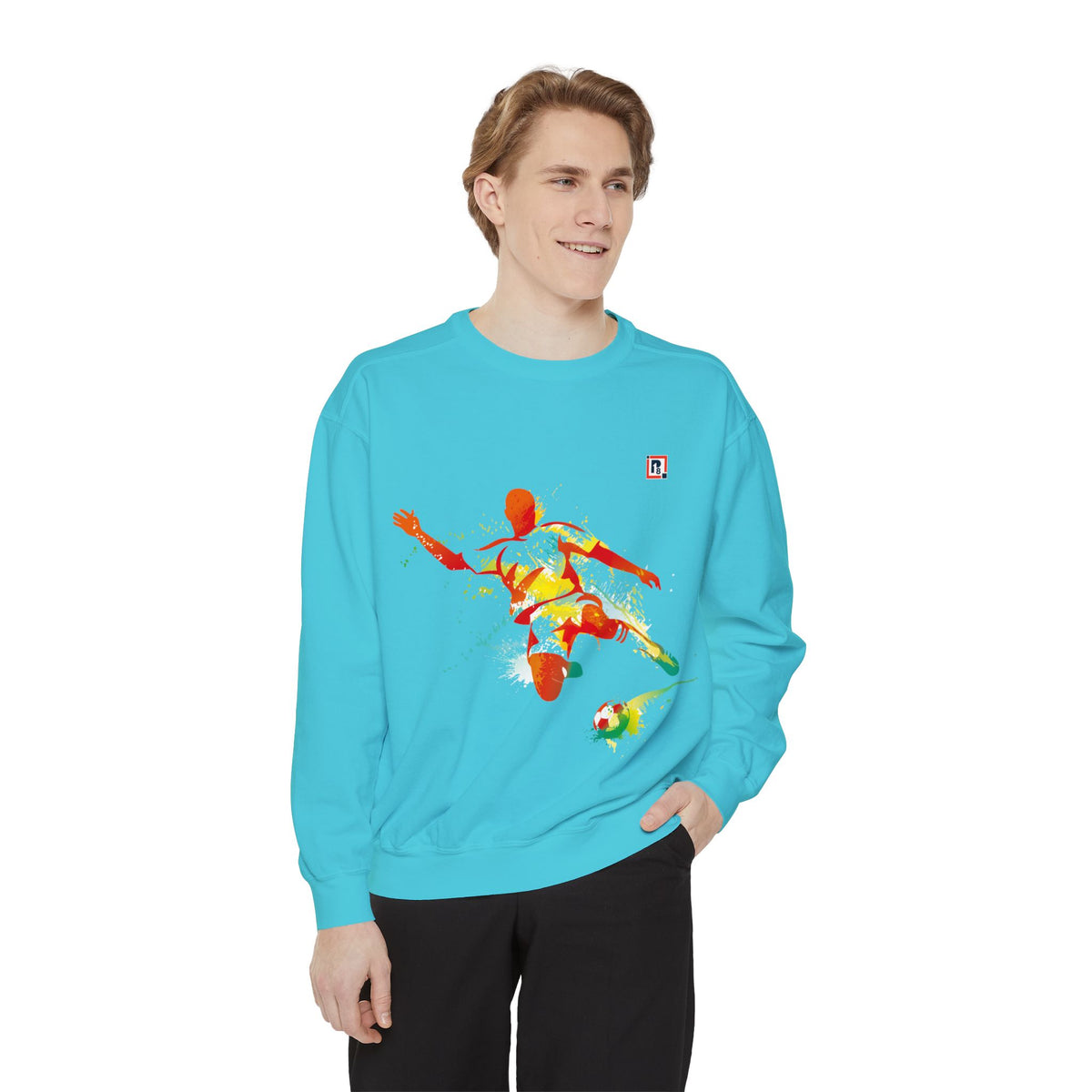 Men's Full Sleeve Colourful Paint Football Graphic Sweatshirt