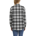 Women's Black & White Plaid Button-Up Shirt – Classic & Timeless